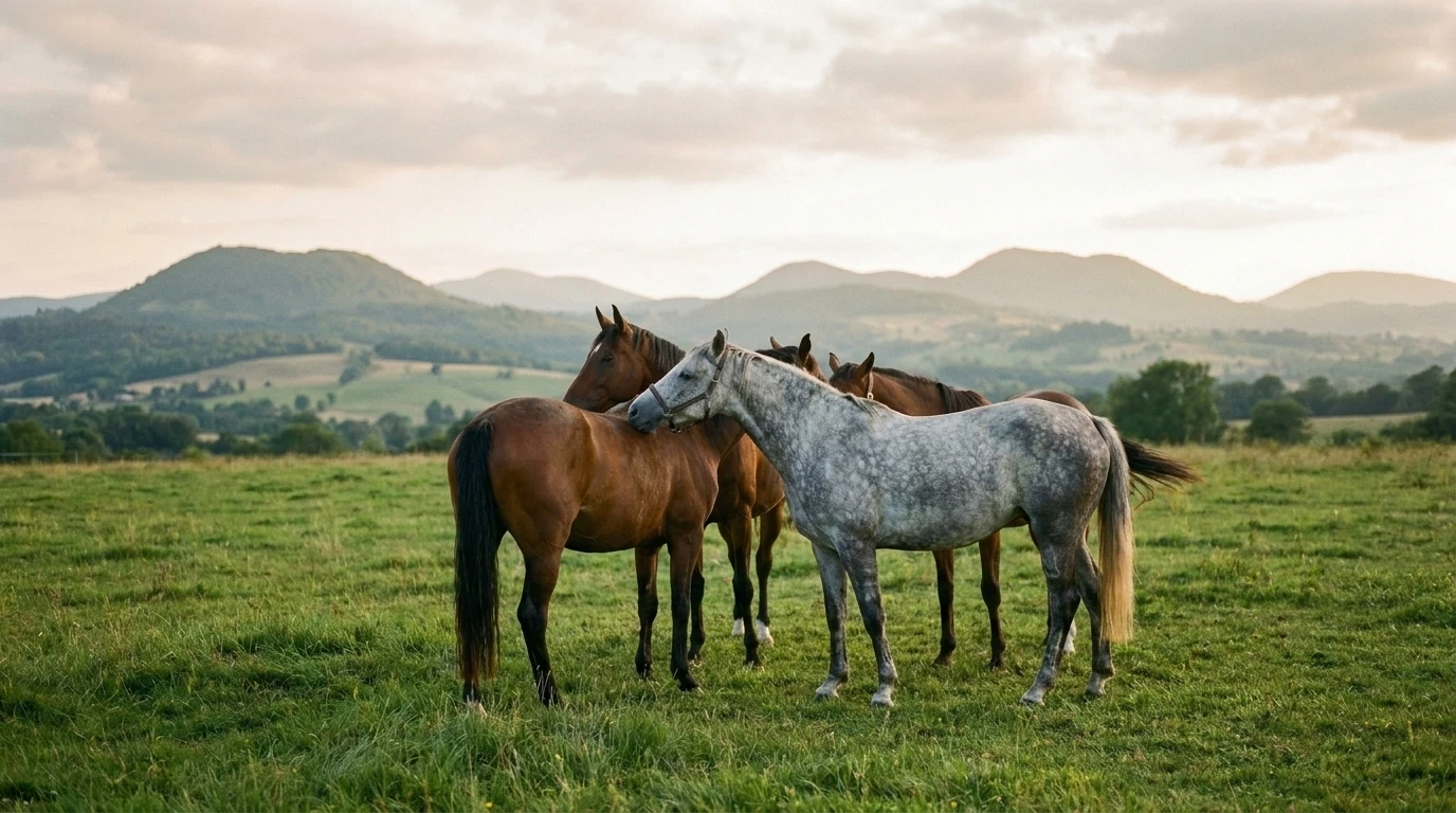 Les chevaux du Ecurie de Saint Agnes en liberté, Puy-de-Dôme